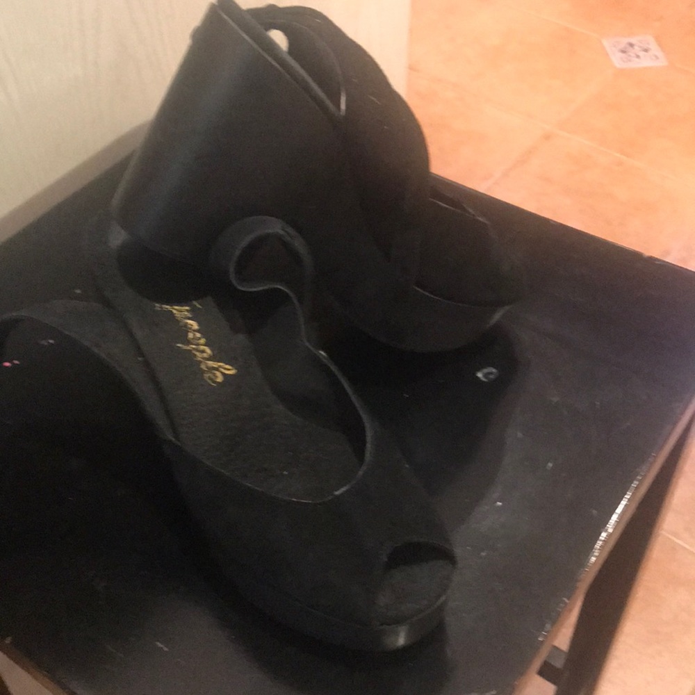 Free people suede open toe wedge